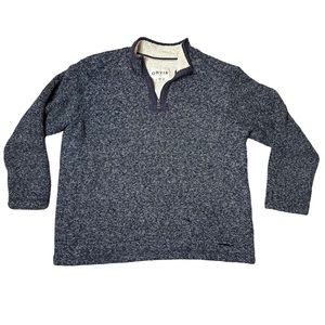 Orvis Fleece Lined Sweater Sherpa Men 1/4 Zip Warm Soft Long Sleeve Navy Medium